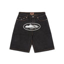 Corteiz Alcatraz Baggy Jean Shorts Washed Black