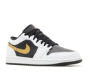 Air Jordan 1 Low White Black Metallic Gold Swoosh