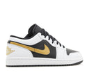 Air Jordan 1 Low White Black Metallic Gold Swoosh