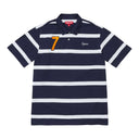 Supreme Cursive Polo Navy Stripe