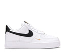 Nike Air Force 1 Low '07 Essential White Black Gold Mini Swoosh (W)