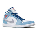 Air Jordan 1 Mid French Blue Fire Red