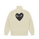 Comme des Garçons Play Big Black Heart Zip Up Sweatshirt Ivory