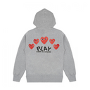 Comme des Garçons Play Red Multi Heart Zip Up Hoodie Grey