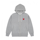 Comme des Garçons Play Red Multi Heart Zip Up Hoodie Grey