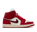 Air Jordan 1 Mid SE Red Cracked Leather (W)