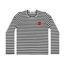 Comme des Garçons Play Striped Longsleeve Red Heart Emblem Black
