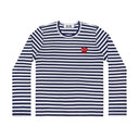 Comme des Garçons Play Striped Longsleeve Red Heart Emblem Navy